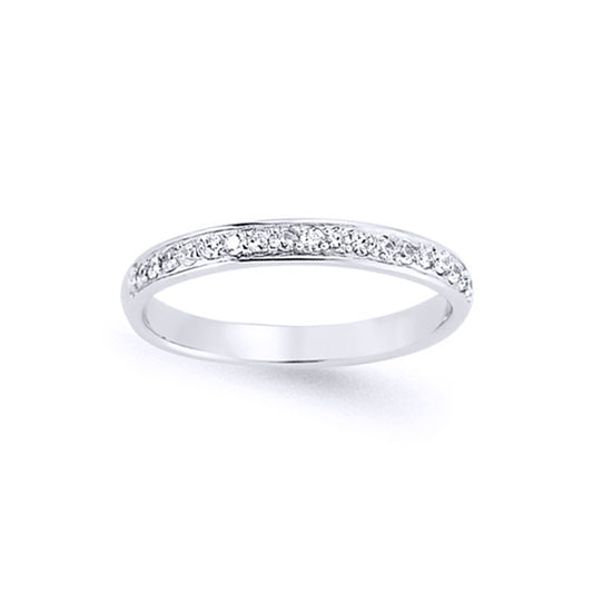 Silver  CZ Pave Channel Style Eternity Ring - GVR618