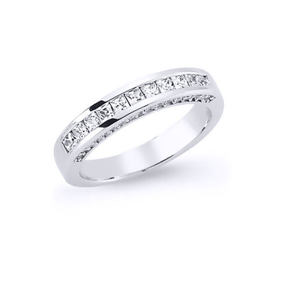 Silver  Princess Cut CZ Channel Set Eternity Ring - GVR622