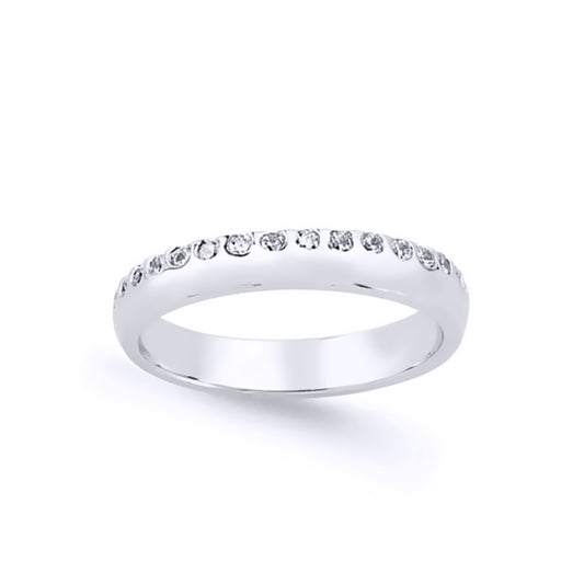 Silver  CZ Pave Knife Edge Eternity Ring - GVR624