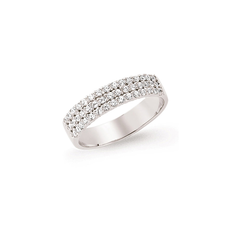 Silver  CZ 3 Row Pave Eternity Ring - GVR627