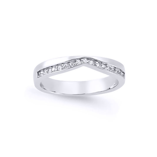 Silver  CZ Channel set Wishbone Eternity Ring - GVR628