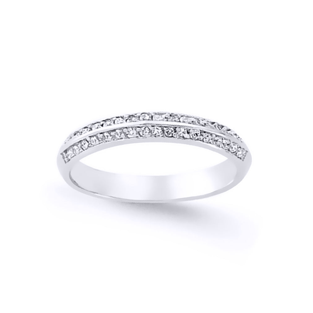 Silver  CZ Pave Knife Edge Eternity Ring - GVR629