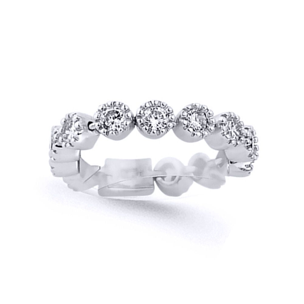 Sterling Silver  CZ Flexible "Finger Bracelet" Eternity Ring - GVR632