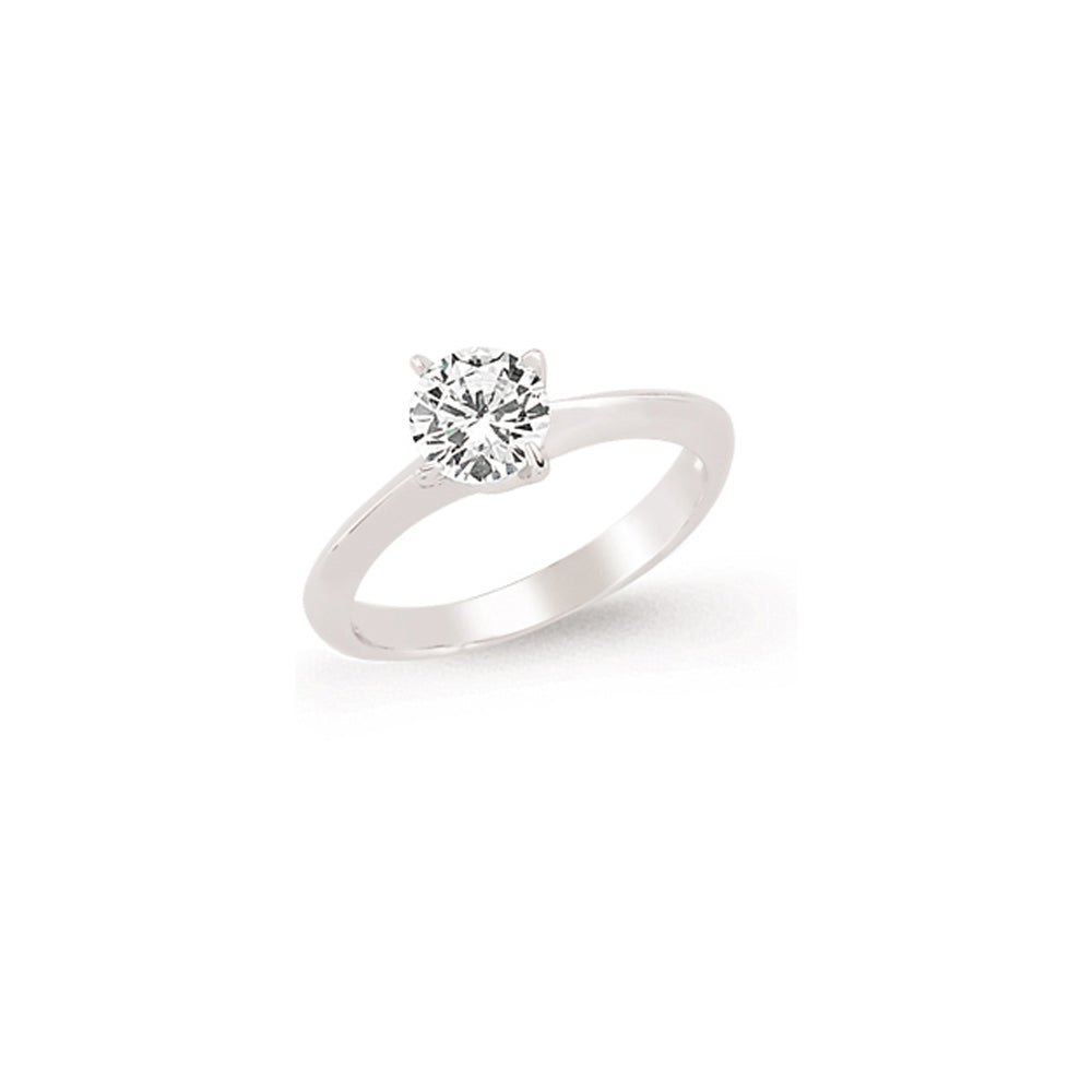 Silver  CZ Rotated 4 Claw Solitaire Engagement Ring - GVR633