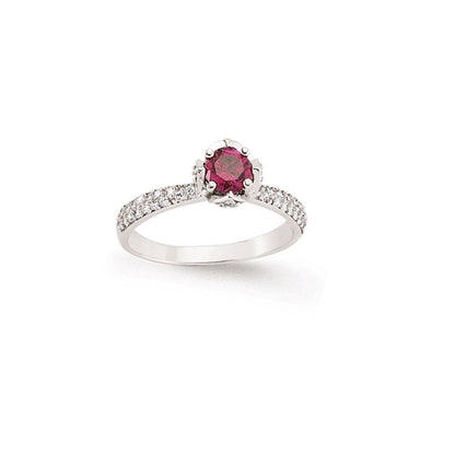Sterling Silver  Red & White CZ Micro-Pave Dress Ring - GVR642RUB
