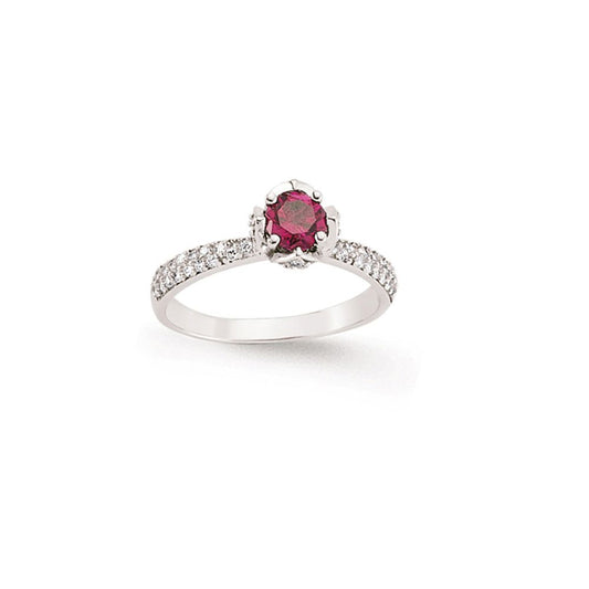 Sterling Silver  Red & White CZ Micro-Pave Dress Ring - GVR642RUB