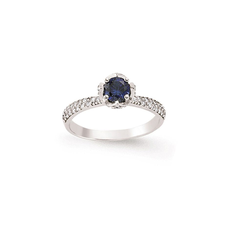 Sterling Silver  Blue & White CZ Micro-Pave Dress Ring - GVR642SAP