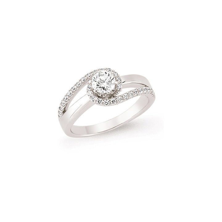 Silver  CZ Whirlpool Tornado Solitaire Engagement Ring - GVR643WH