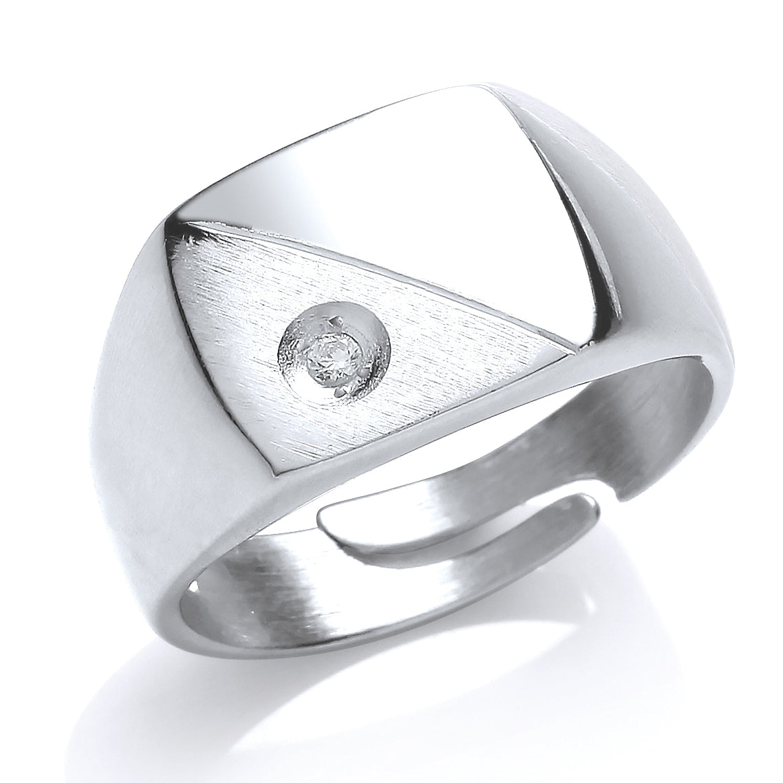 Mens Silver  CZ Square Cushion Solitaire Signet Ring - GVR652