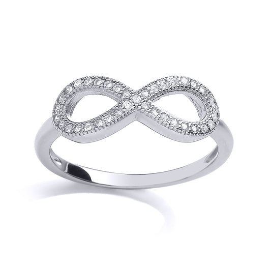 Silver  CZ Pave Infinity Emblem Dress Ring - GVR654RH