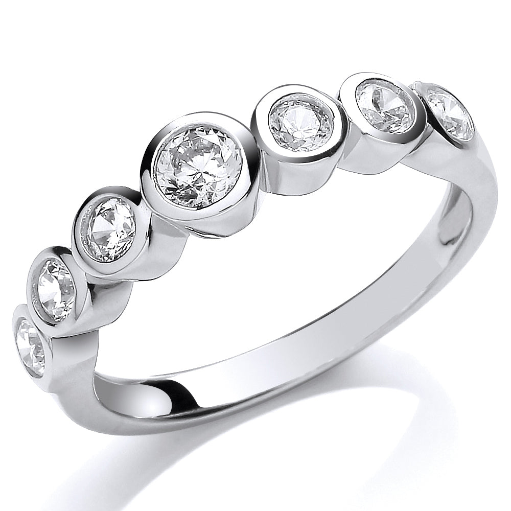 Silver  CZ Half Eternity Bubbles Engagement Ring - GVR659