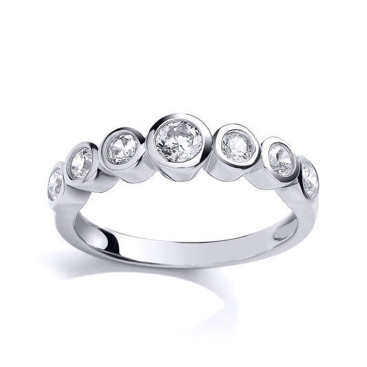 Silver  CZ Half Eternity Bubbles Engagement Ring - GVR659