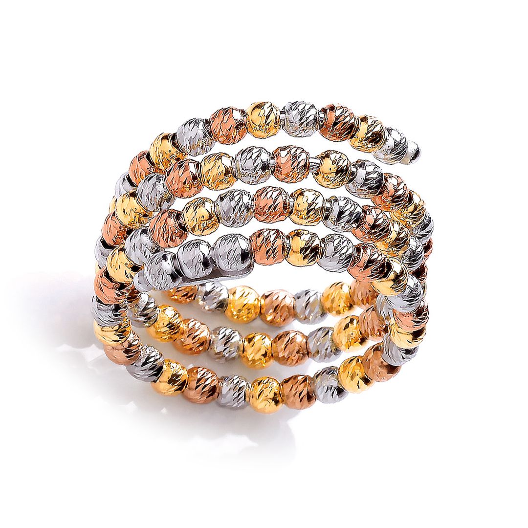 3-Colour Silver  Sparkling Raindrop Eternity Wrap Ring - GVR674