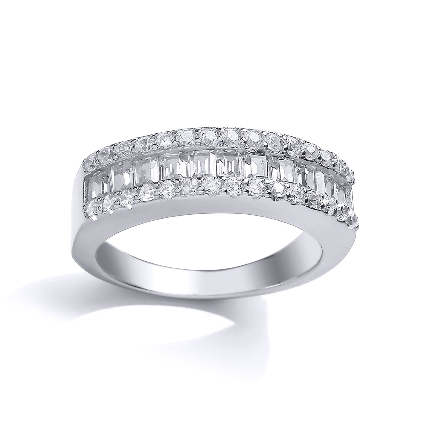 Silver  CZ 3 Row Channel Eternity Ring - GVR676