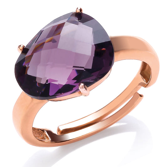 Rose Silver  Purple irregular-shape CZ Nugget Ring - GVR678AM