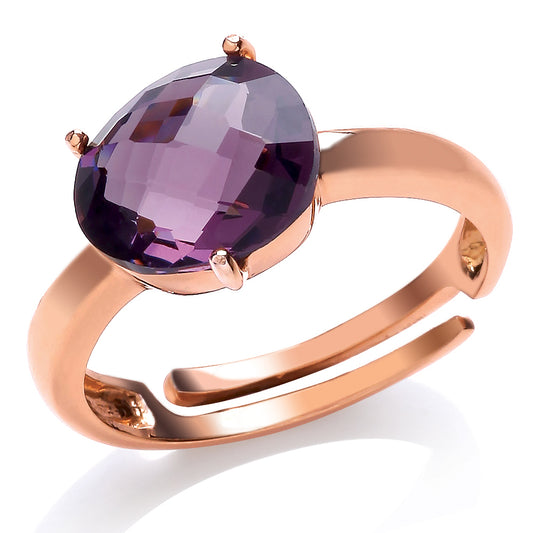 Rose Silver  Purple irregular-shape CZ Nugget Ring - GVR679AM