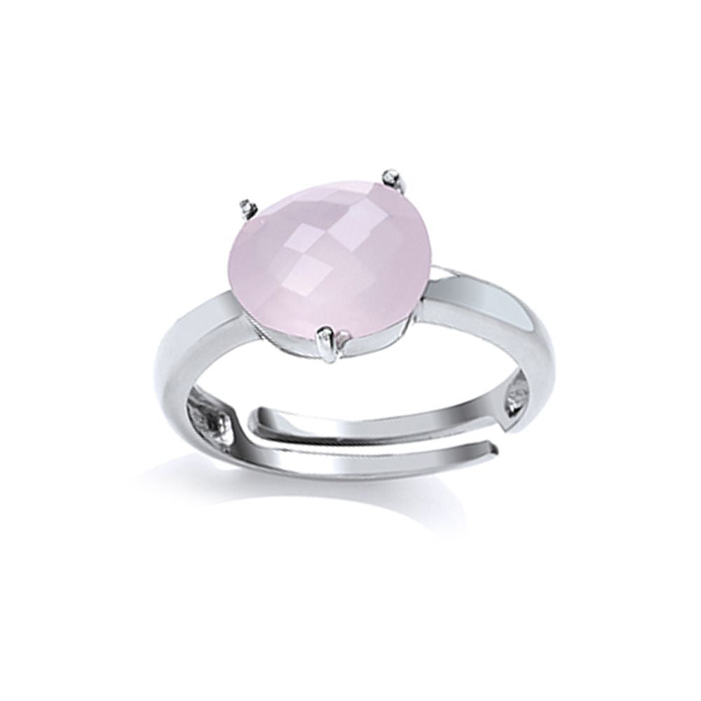 Silver  Pink irregular-shape Quartz Nugget Ring - GVR680PQ