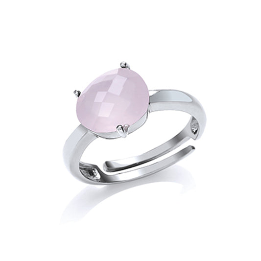 Silver  Pink irregular-shape Quartz Nugget Ring - GVR680PQ