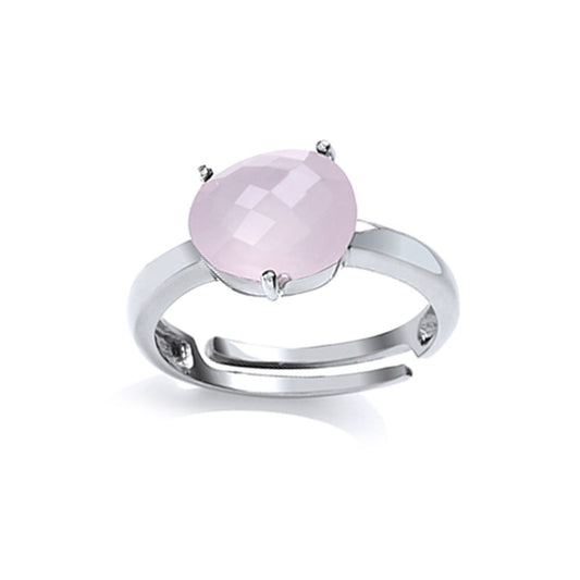 Silver  Pink irregular-shape Quartz Nugget Ring - GVR680PQ