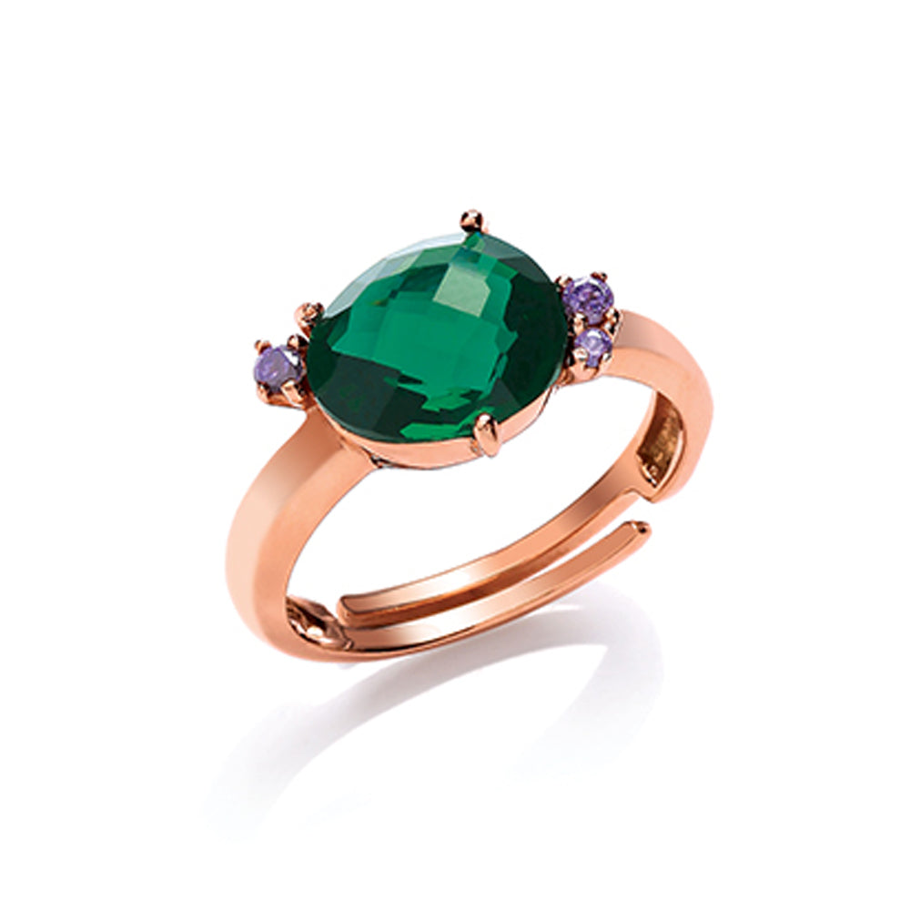 Rose Silver  Green irregular-shape CZ Nugget Ring - GVR681