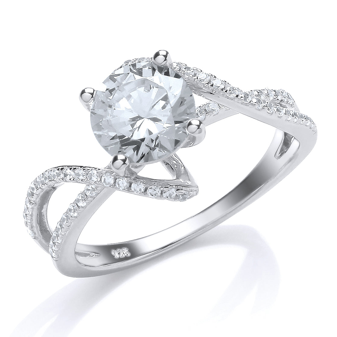 Silver  CZ Solitaire Engagement Ring - GVR685
