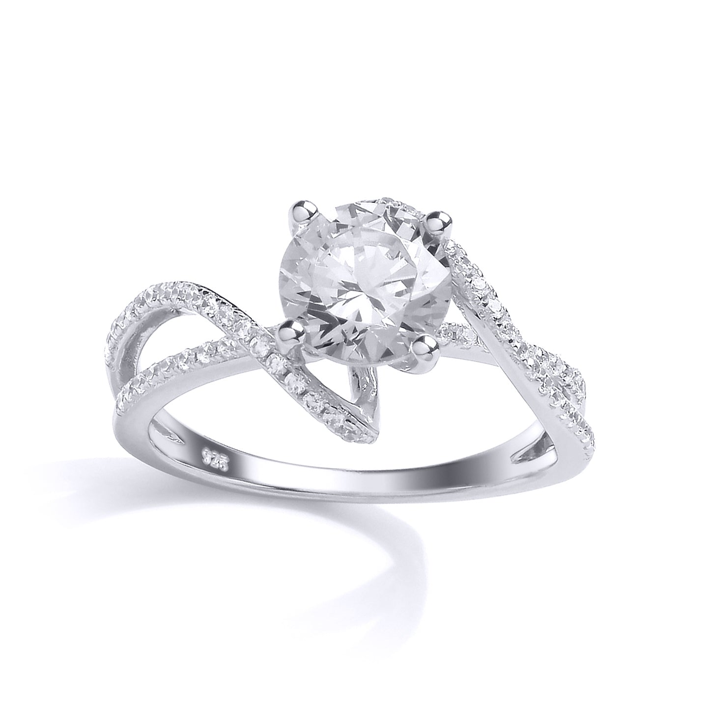 Silver  CZ Solitaire Engagement Ring - GVR685