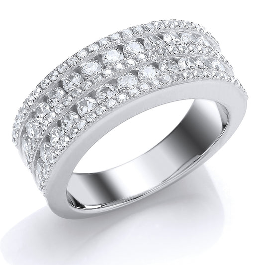Silver  CZ 5 Row Pave Channel Eternity Ring - GVR686