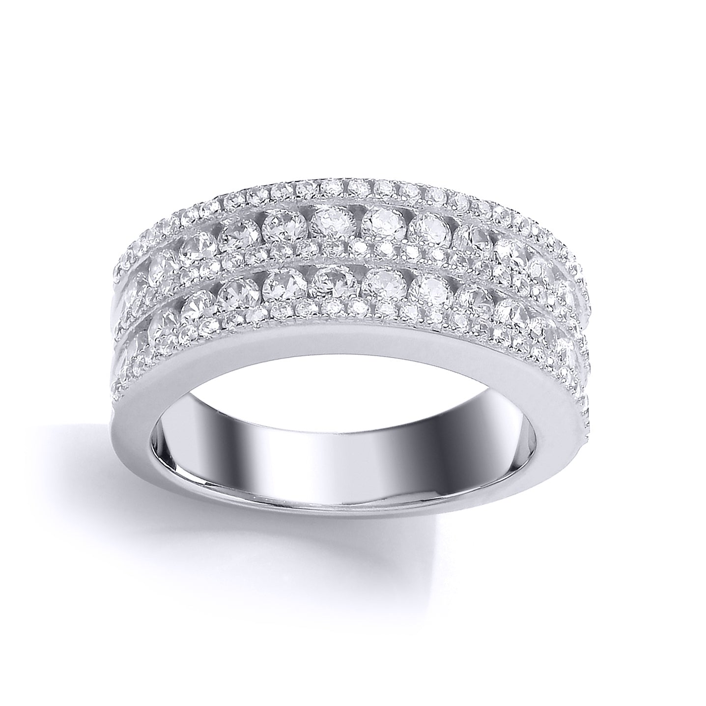 Silver  CZ 5 Row Pave Channel Eternity Ring - GVR686