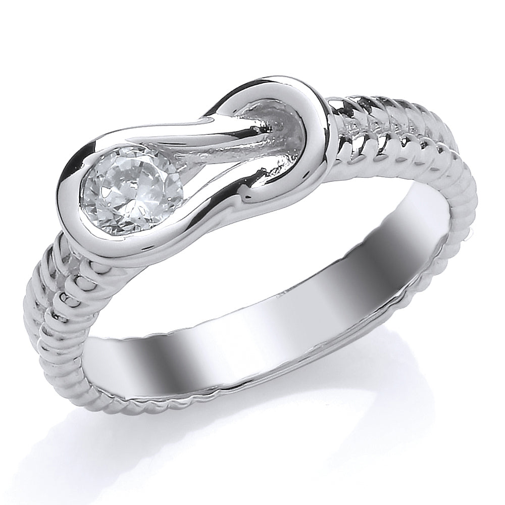 Silver  CZ Infinity Loop Rope Twist Dress Ring - GVR697