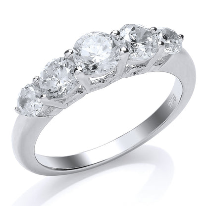 Silver  CZ 5 Stone Eternity Engagement Ring - GVR698