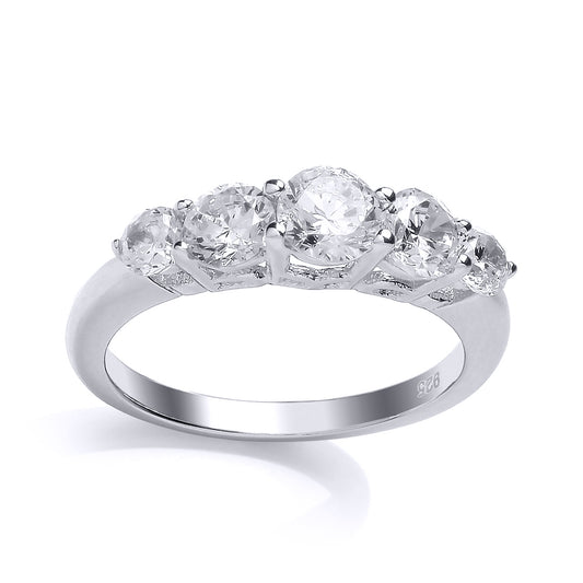 Silver  CZ 5 Stone Eternity Engagement Ring - GVR698