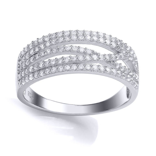 Silver  CZ Fancy Crossover Eternity Ring - GVR702