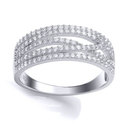 Silver  CZ Fancy Crossover Eternity Ring - GVR702