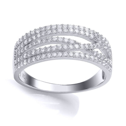 Silver  CZ Fancy Crossover Eternity Ring - GVR702