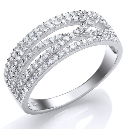 Silver  CZ Fancy Crossover Eternity Ring - GVR702