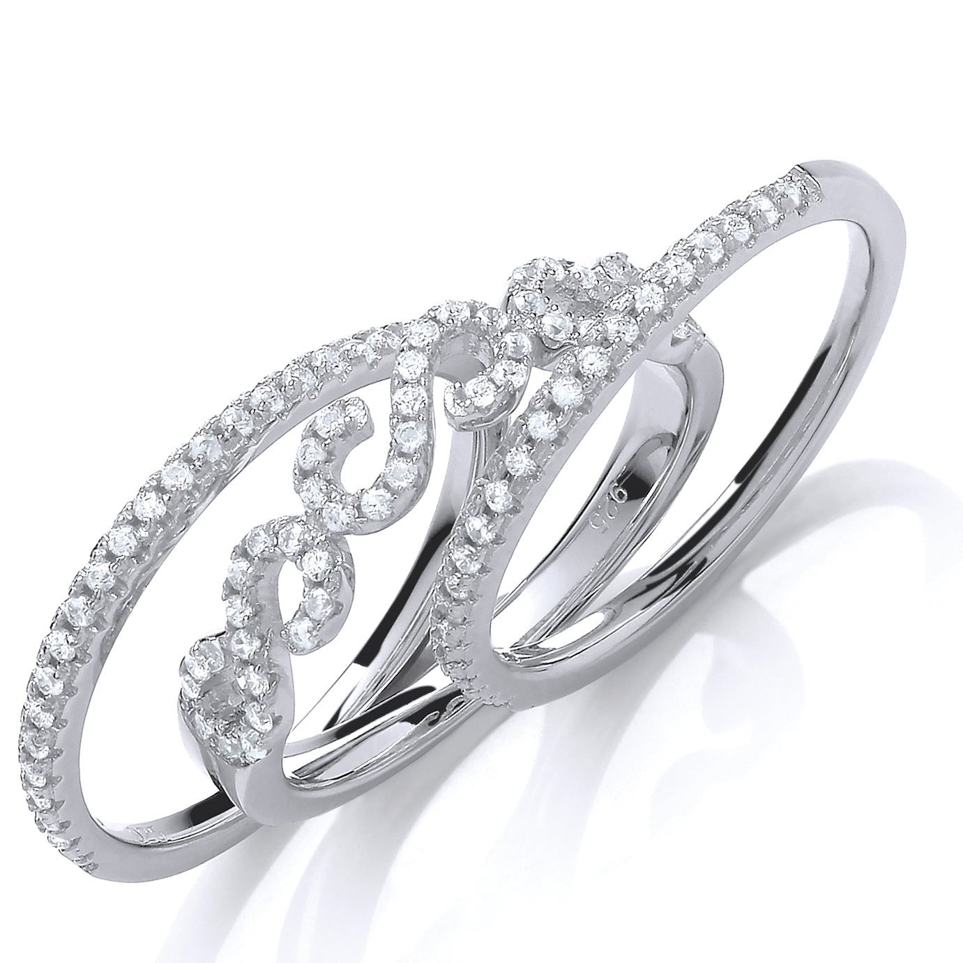 Silver  CZ 3 Piece Pave Ring - GVR706