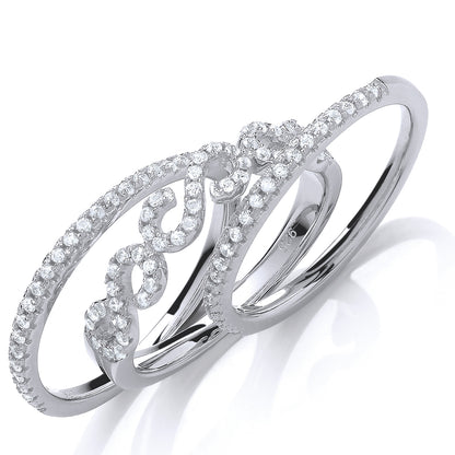 Silver  CZ 3 Piece Pave Ring - GVR706