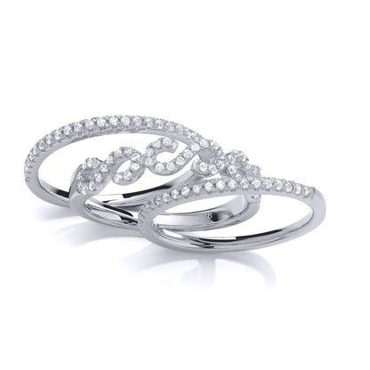 Silver  CZ 3 Piece Pave Ring - GVR706