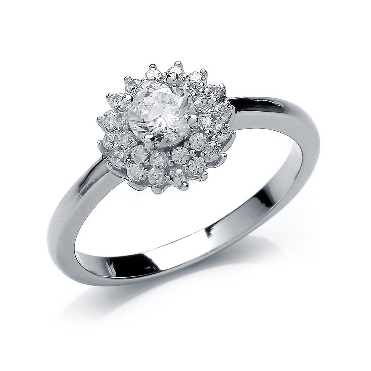 Silver  CZ Solitaire Engagement Ring - GVR713