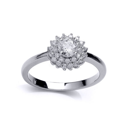 Silver  CZ Solitaire Engagement Ring - GVR713