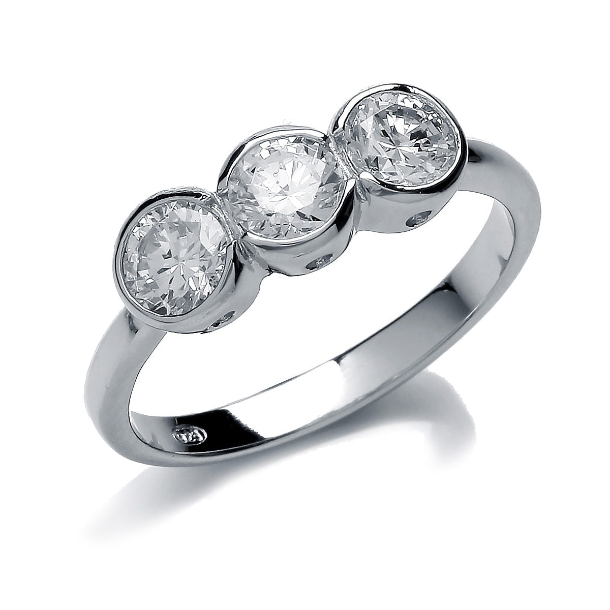 Silver  CZ Trilogy Bubbles Engagement Ring - GVR721