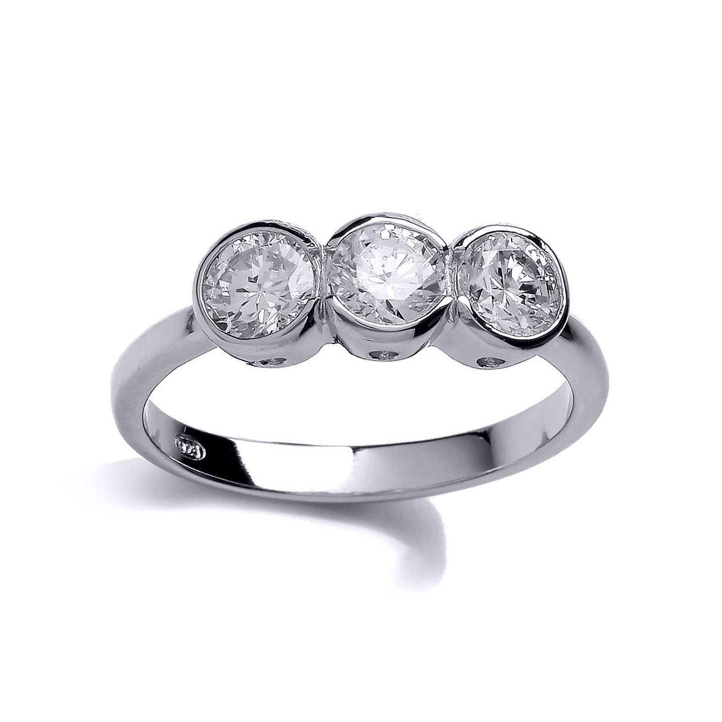 Silver  CZ Trilogy Bubbles Engagement Ring - GVR721