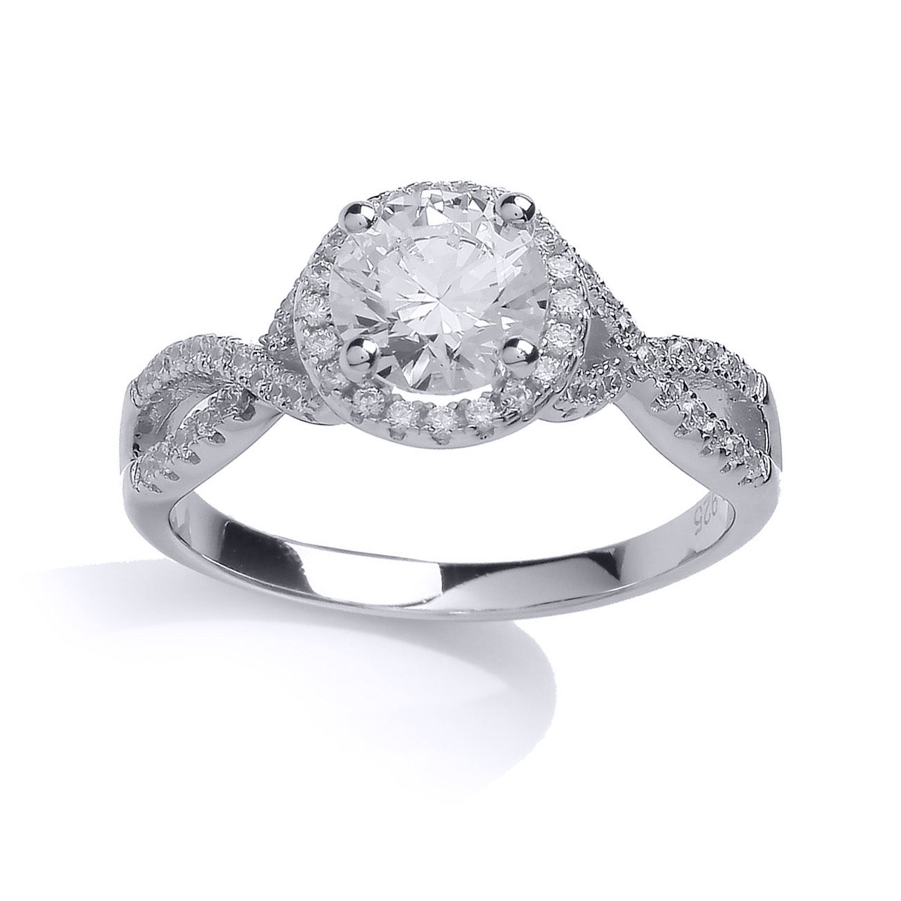 Silver  CZ Solitaire Engagement Ring - GVR733