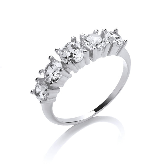 Silver  CZ Eternity Engagement Ring - GVR770