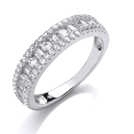 Silver  baguette CZ 3 Row Channel Eternity Ring - GVR798