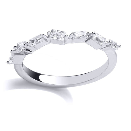 Silver  baguette CZ Zig Zag Art Deco Eternity Ring - GVR803
