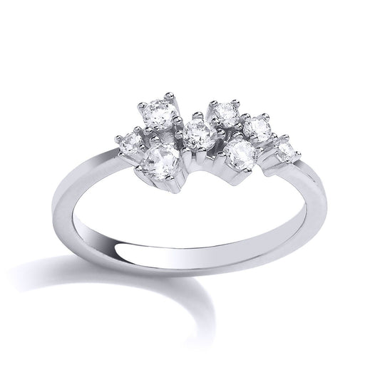 Silver CZ Random Cluster Engagement Ring - GVR810