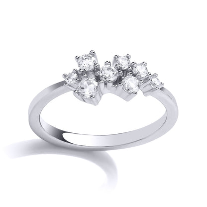 Silver  CZ Random Cluster Engagement Ring - GVR810