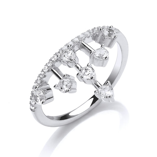 Silver  CZ Princess Tiara Dress Ring - GVR811