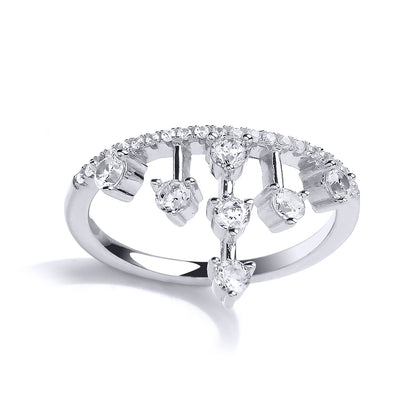 Silver  CZ Princess Tiara Dress Ring - GVR811